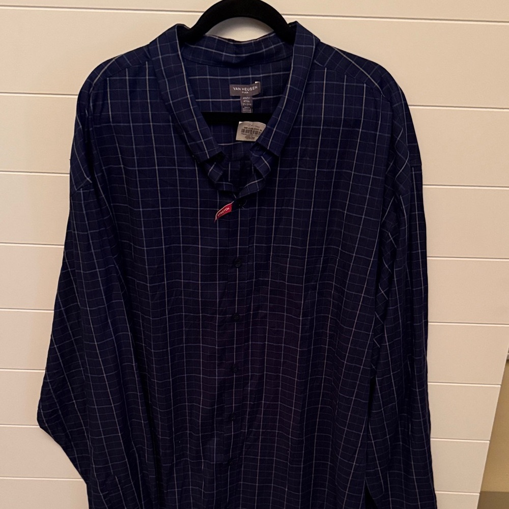 Van Heusen Flex Dark Blue Plaid Shirt